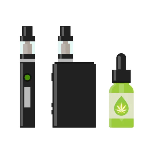 마리화나 대마초 Vaping에 한입니다 Vape 대마초 기름입니다 마리화나 기입니다 Vaping에 — 스톡 벡터