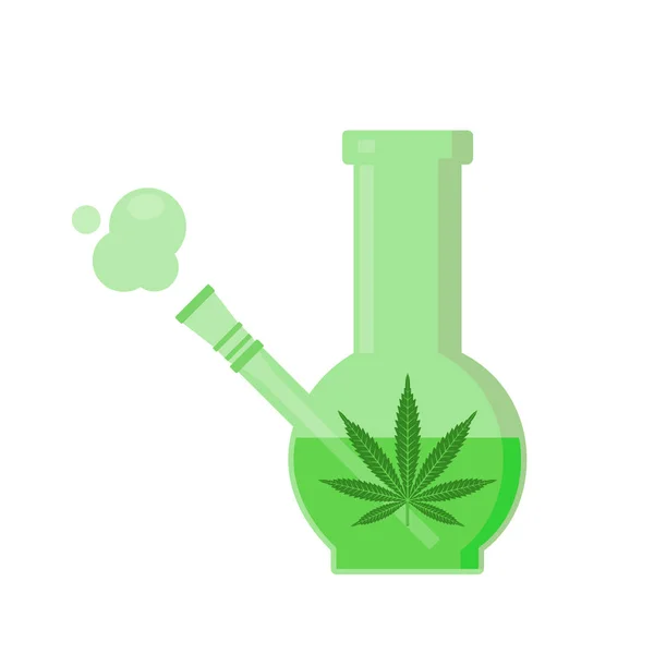 Pipa Cristal Para Fumar Una Pipa Verde Con Marihuana Ilustración — Archivo Imágenes Vectoriales