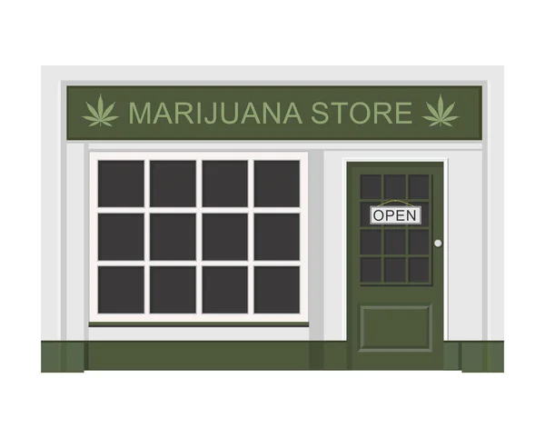Marihuána Store Kannabisz Termékek Marihuána Legalizálása Elszigetelt Vektoros Illusztráció Fehér — Stock Vector