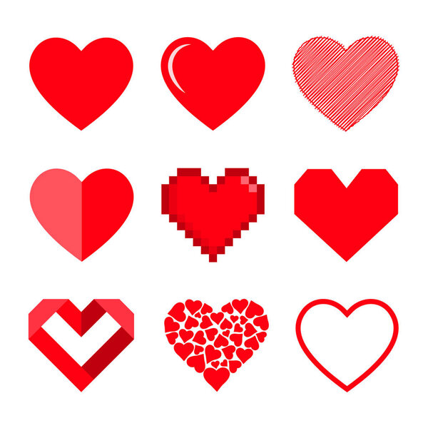Vector hearts set. Isolated illustration on white background.