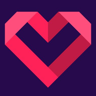 Pembe kalp simgesi, aşkın simgesi. İzole vektör çizim