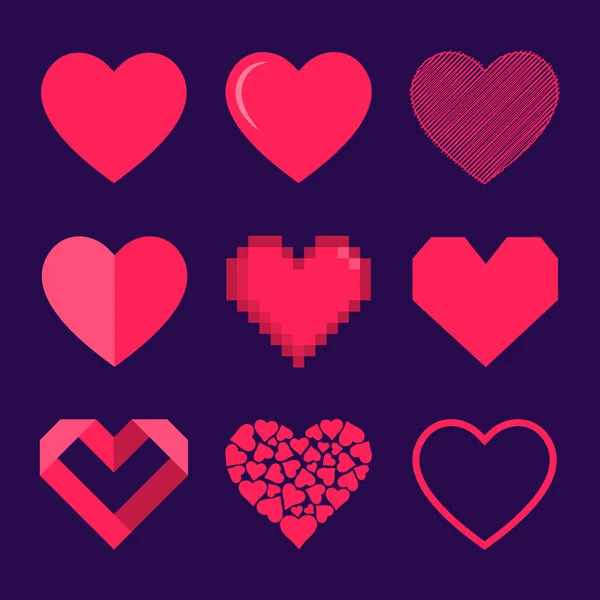 Set Hearts Vector Icon Isolated Vector Illustration — Stock Vector