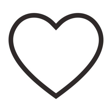 Doğrusal kalp simgesi, anahat aşk simgesi. Beyaz arka plan üzerinde izole vektör çizim.