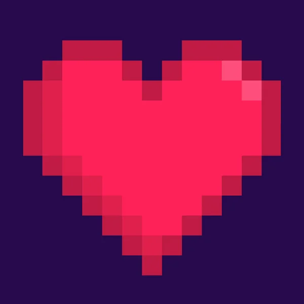 Heart Pixel Icon Flat Vector Illustration Isolated — Stock Vector