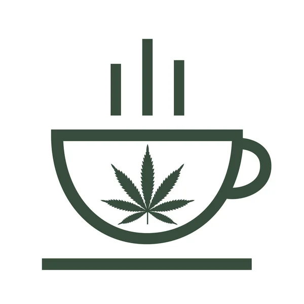 Esrar bitkisel çay ve marihuana yaprağı — Stok Vektör