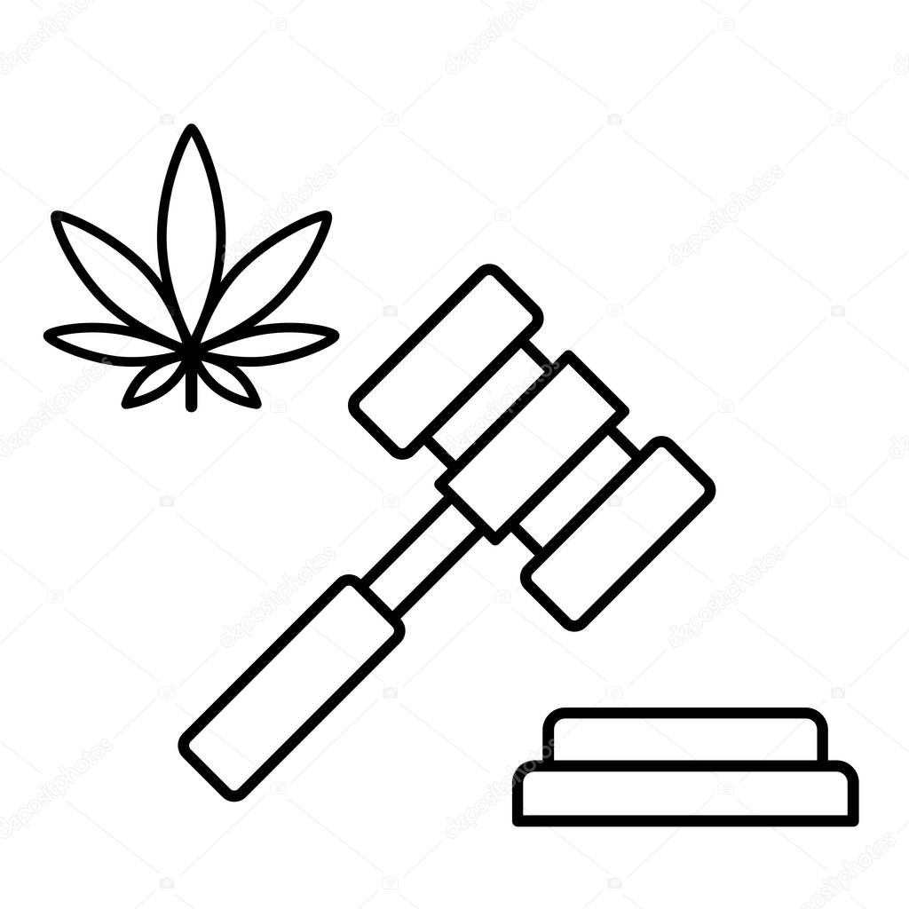 Marijuana and a judge gavel.