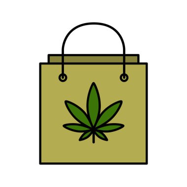 Esrar yaprağı ile alışveriş çantası.