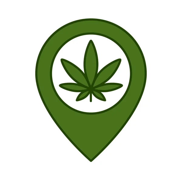 大麻叶和地图指针. — 图库矢量图片