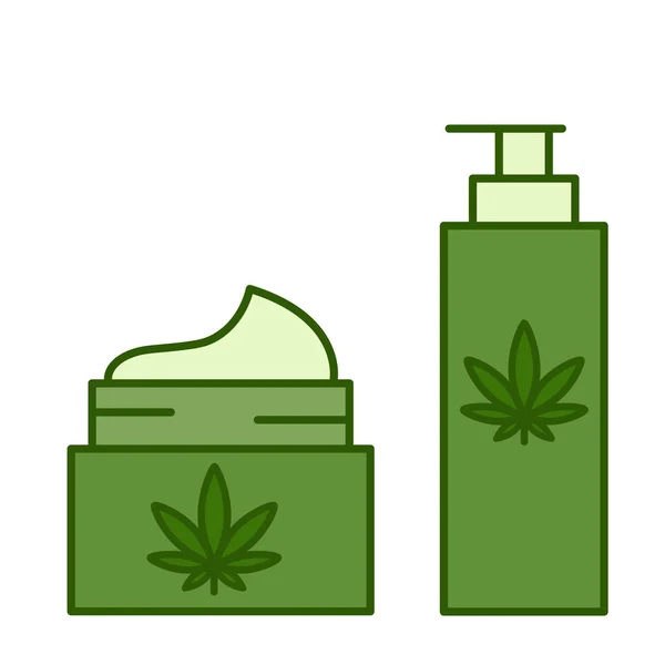 Kannabisz, marihuána, kender kozmetikumok. — Stock Vector