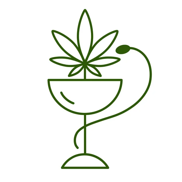 Marijuana medica con un serpente verde . — Vettoriale Stock