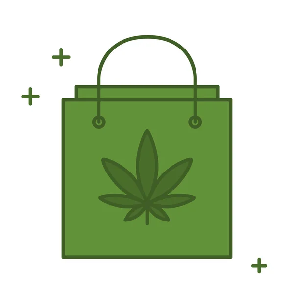 Shopping bag with marijuana leaf. — Stock Vector