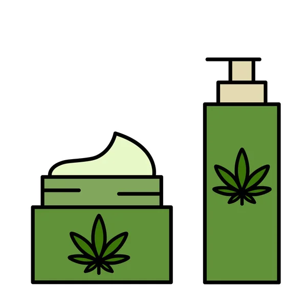Cannabis, maconha, cânhamo cosméticos . — Vetor de Stock