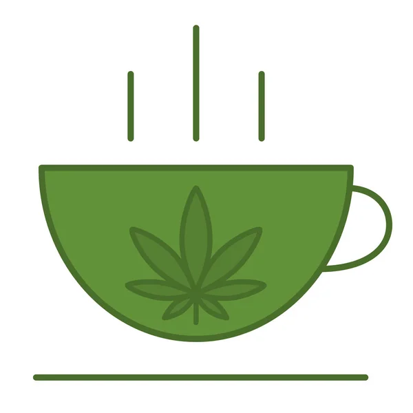 Una taza con una hoja de marihuana . — Vector de stock