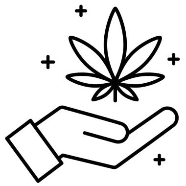 Marihuana yaprağı tutan el.