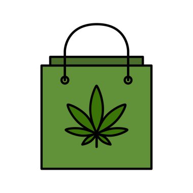 Esrar yaprağı ile alışveriş çantası.