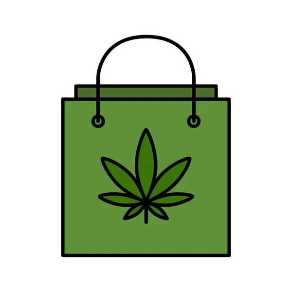 Saco de compras com folha de maconha . —  Vetores de Stock