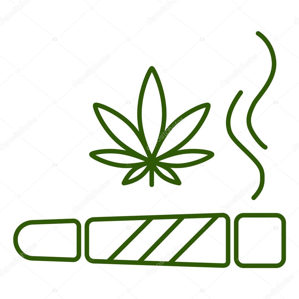 Marijuana joint, spliff, smoking drug cigarette vector illustration.