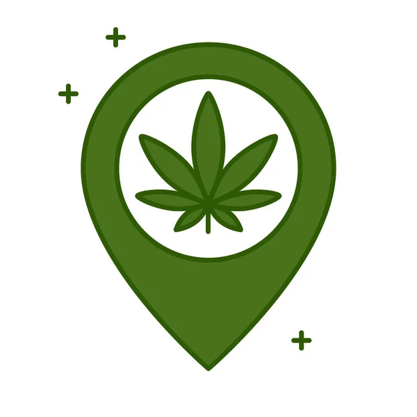 Hoja de marihuana y mapa puntero . — Archivo Imágenes Vectoriales