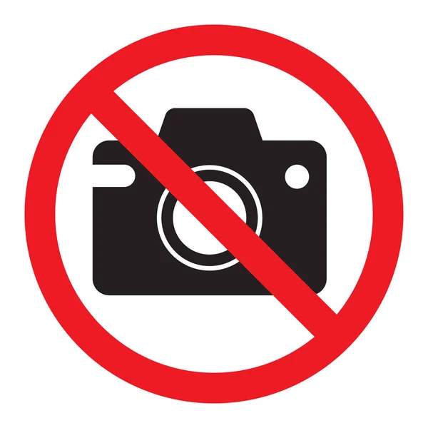 Verbod op teken foto video ontspruiten is verboden, geen foto, de waarschuwing niet om te schieten, rode cirkel doorgehaald camera vector. — Stockvector