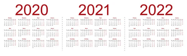 Σύνολο ρωσικών 2020, 2021, 2022 ετών ημερολογιακά ημερολόγια. — Διανυσματικό Αρχείο