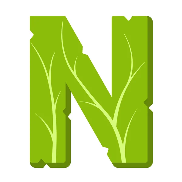 Letter Green Leaves Summer Vector Alphabet Simple Logo Letter Green — Stock Vector