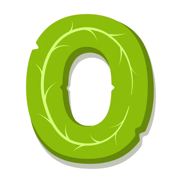字母O 绿色离开夏季矢量字母 字母O绿色的简单标识 关于白色背景的孤立说明 — 图库矢量图片