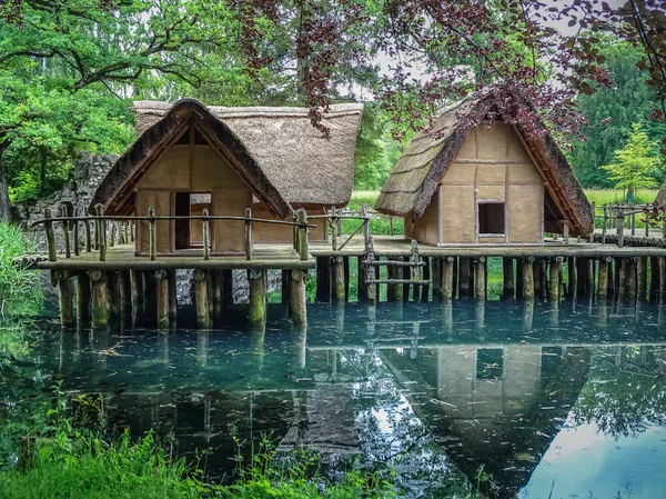 Old Straw Houses Bally Park Schoenenwerd Switzerland — Stock Photo, Image