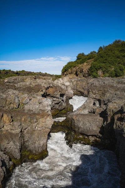 Барвистий Вид Зелений Каньйон Чистим Струмком Води Ісландія — стокове фото