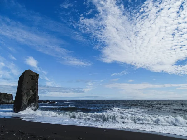 Vista Sulla Spiaggia Nera Vicino Laekjavik Nella Parte Orientale Della — Foto Stock