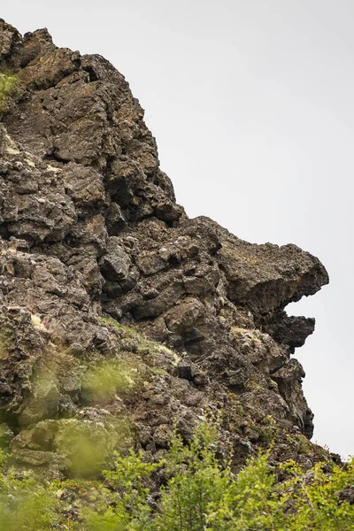 Lávaköves Úgy Néz Mint Egy Troll Arc Dimmuborgir Myvatn Területén — Stock Fotó