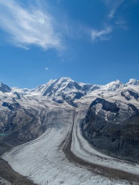 Ünlü Gorner buzul Alps İsviçre'deki ikinci en büyük buzul