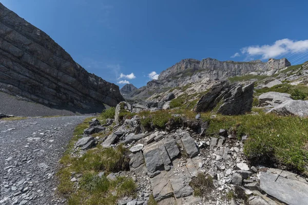 Úžasná Krajina Hdr Vysokohorské Trati Přes Průsmyk Gemmi Švýcarsku Evropa — Stock fotografie