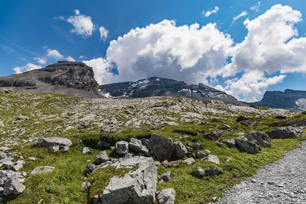 Amazing Hdr Landscape High Mountain Route Gemmi Pass Switzerland Europe — Stock Photo, Image