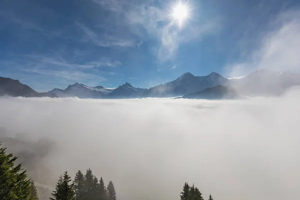 Vista Panorâmica Das Montanhas Dos Alpes Suíços Eiger Moench Jungfrau — Fotografia de Stock