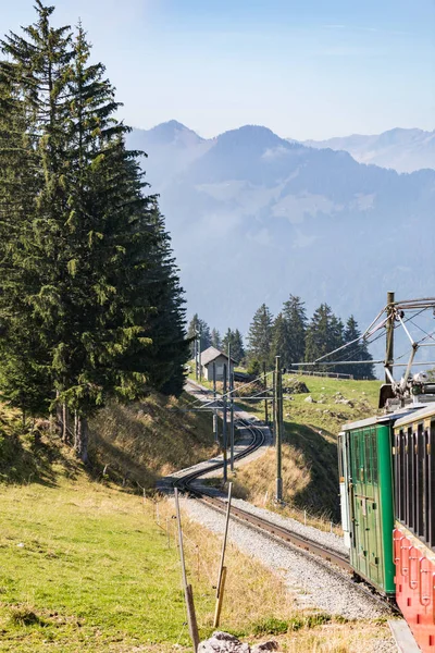 Старий Пасажирському Поїзді Дорозі Schynige Platte Від Інтерлакен Швейцарія — стокове фото