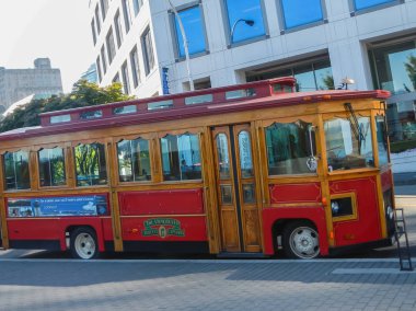 güzel kırmızı eski şehir Tur troleybüs Vancouver Kanada, yaz