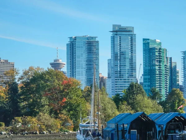 Widok Centrum Vancouver Panoramę Stanley Park Portu Kanada Lato — Zdjęcie stockowe