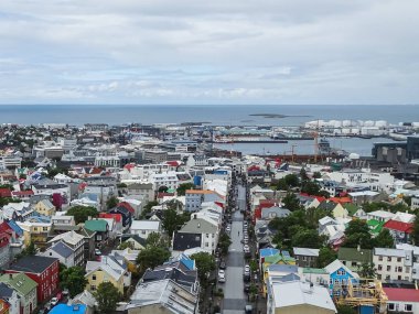 Şehir reykjavik üzerinde hallgrimskirkja panoramik görünümü