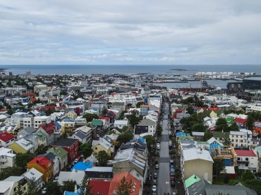 Şehir reykjavik üzerinde hallgrimskirkja panoramik görünümü