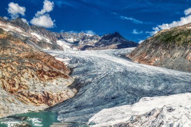 İsviçre alplerinde eriyen rhone buzulpanorama