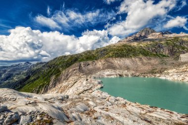 rhone buzuldan furka ve grimsel pass yakın panorama görünümü 