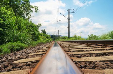 Demiryolu demiryolu parça yalak bitkiler