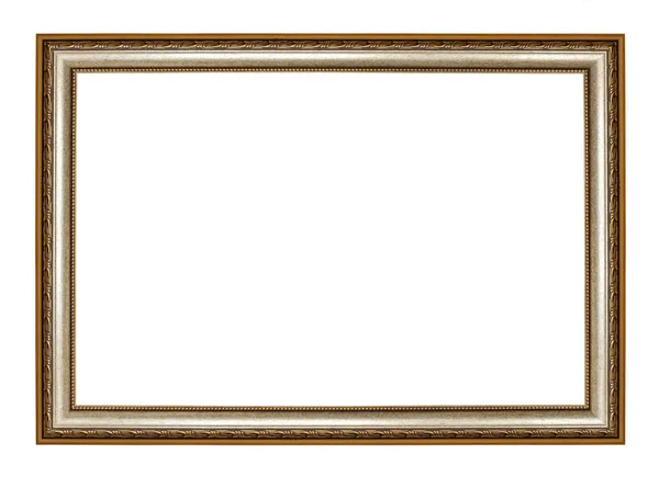 Vintage Rectangle Golden Frame White Background Isolated — Stock Photo, Image