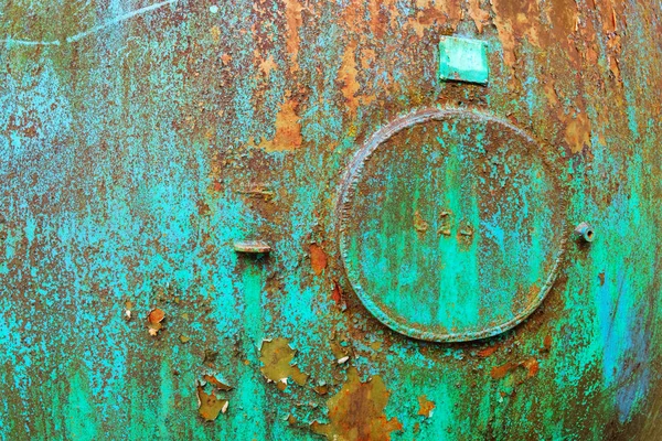 Rusty  metal green painted texture with hatch