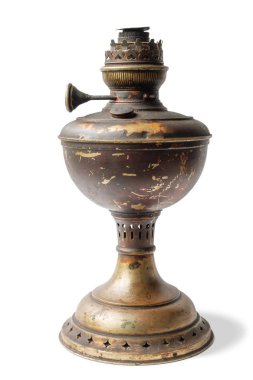 İzole beyaz zemin üzerine eski gaz lambası