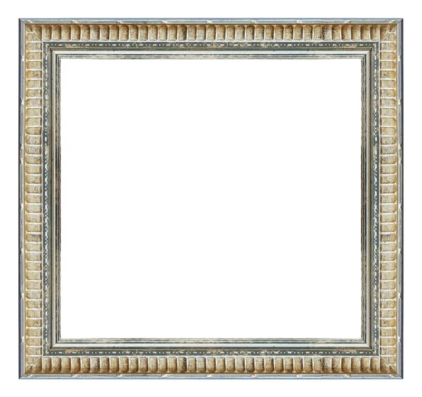 Vintage Cornice Quadrata Dorata Argento Sfondo Bianco Isolato — Foto Stock