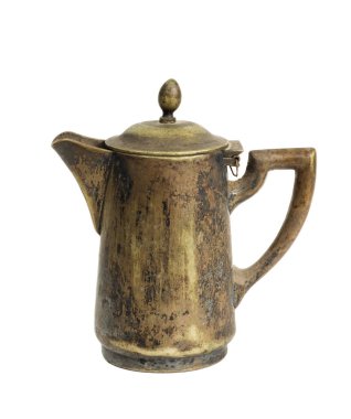 Eski vintage paslı metal pot izole beyaz bir arka plan üzerinde