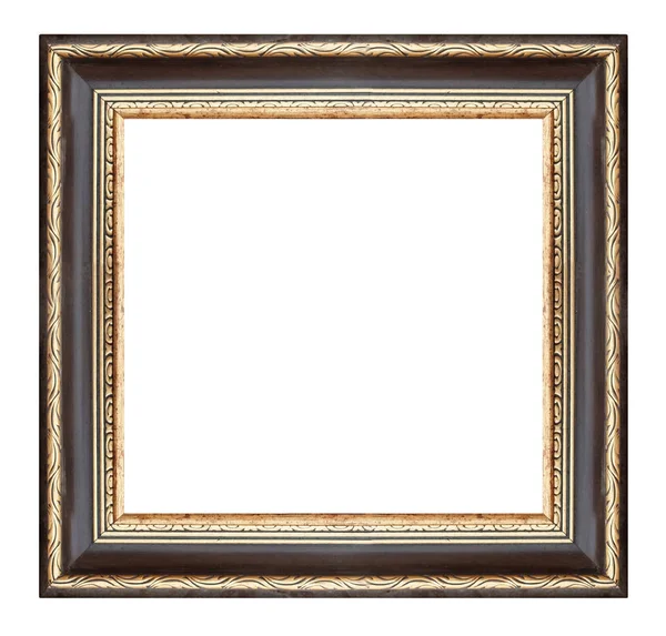 Brown Golden Square Frame White Background Isolated — Stock Photo, Image