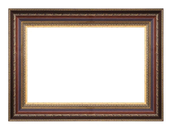 Quadro Retângulo Marrom Dourado Fundo Branco Isolado — Fotografia de Stock