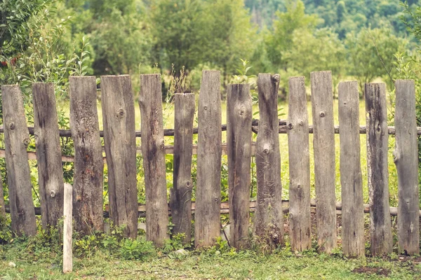 Falu Régi Durva Fából Készült Kerítés — Stock Fotó